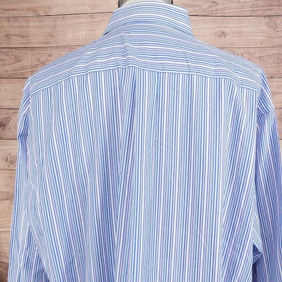 NEW Croft & Barrow Dress Shirt Mens XL Blue Stripe Wrinkle Resistant Button Down - Picture 6 of 9